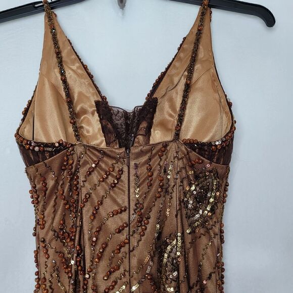 Sherry Haute Couture Beaded Sequin Mini Dress Size 6 - Picture 9 of 14